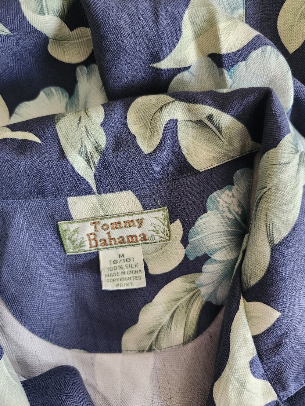 Tommy Bahama Navy Tropical Floral Tie Front Silk Sleeveless Shirt - Picture 6 of 6